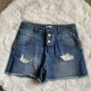 Bebe Girls Jean Shorts Snap Fly Distressed Size 16 NEW Raw Hem